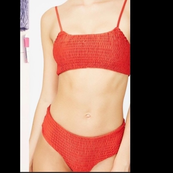 Etophe Studios Swimsuit Red Smocked Bikini S/M - Picture 1 of 8